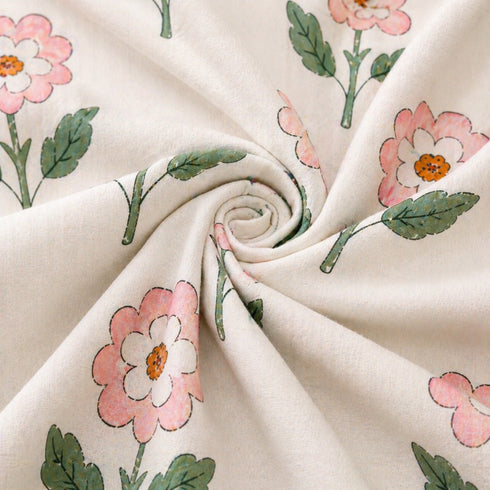 Cloud Soft Rosette Meadow Floral King Size Bedsheet Set (1 Bedsheet, 2 Pillow Covers)