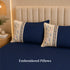 Italian Embroidery 3Pcs King Bedsheet Set (1 Bedsheet, 2 Pillow Covers), Blu Notte