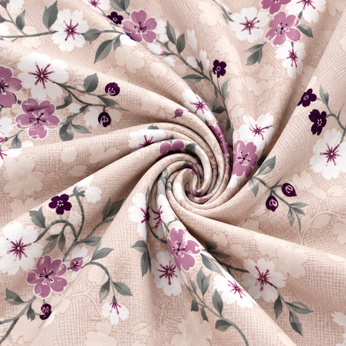 Lavender Charm 100% Cotton King Size Bedsheet Set (1 Bedsheet & 2 Pillow Covers)