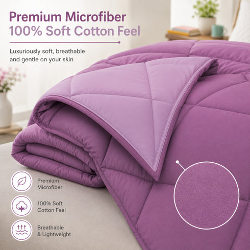 Reversible Double Bed Comforter | 150 GSM, Plum Whisper