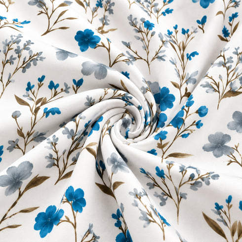 Blue Petal Muse 100% Cotton King Size Bedsheet Set (1 Bedsheet & 2 Pillow Covers)