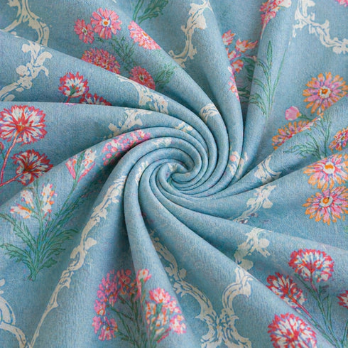 Cloud Soft Sky Blossom Floral King Size Bedsheet Set (1 Bedsheet, 2 Pillow Covers)