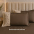 Italian Embroidery 3Pcs King Bedsheet Set (1 Bedsheet, 2 Pillow Covers), Moka