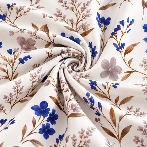 Porcelain Bloom 100% Cotton King Size Bedsheet Set (1 Bedsheet & 2 Pillow Covers)