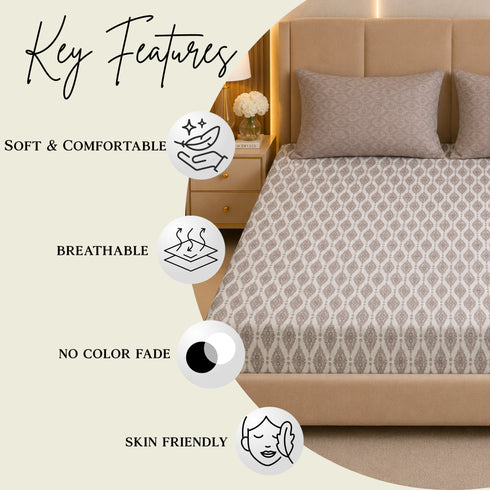 Pearl Heritage King Size Bedsheet Set (1 Bedsheet, 2 Pillow Covers)