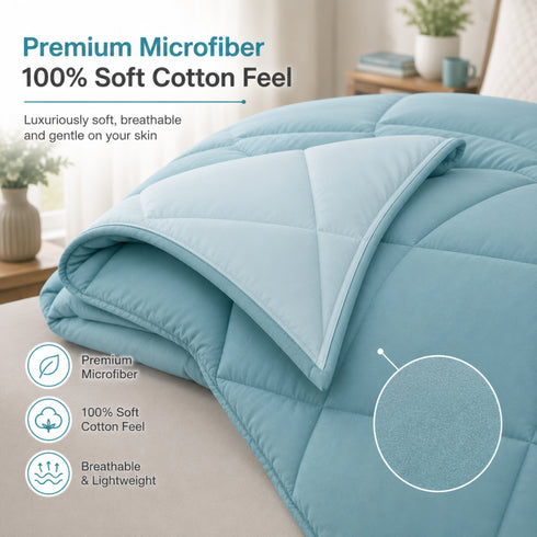 Reversible Double Bed Comforter | 150 GSM, Blue Lagoon