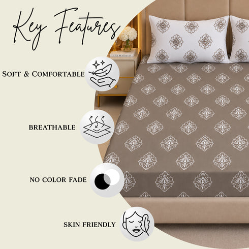 Meher King Size Bedsheet Set (1 Bedsheet, 2 Pillow Covers)