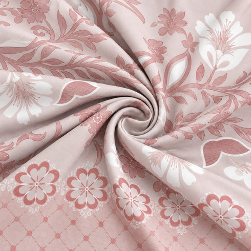Blush Heritage 3Pcs Double Bedsheet Set (1 Bedsheet & 2 Pillow Covers)
