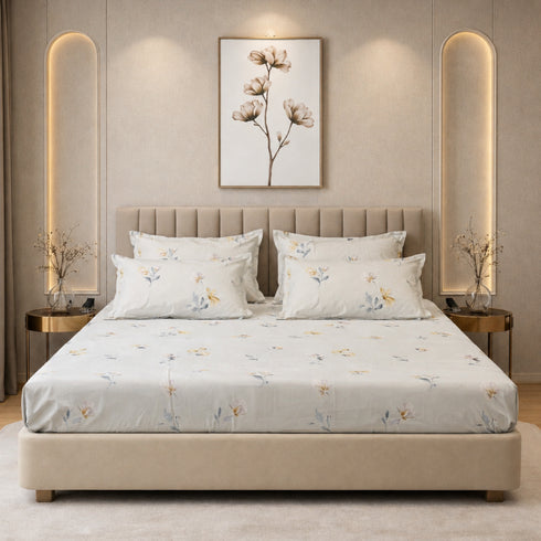 Spring Sonata 5 Pcs Double Bedsheet Set (1 Bedsheet, 4 Pillow Covers)