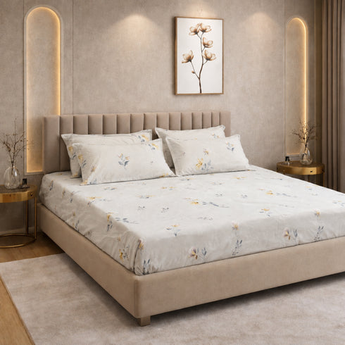 Spring Sonata 5 Pcs Double Bedsheet Set (1 Bedsheet, 4 Pillow Covers)