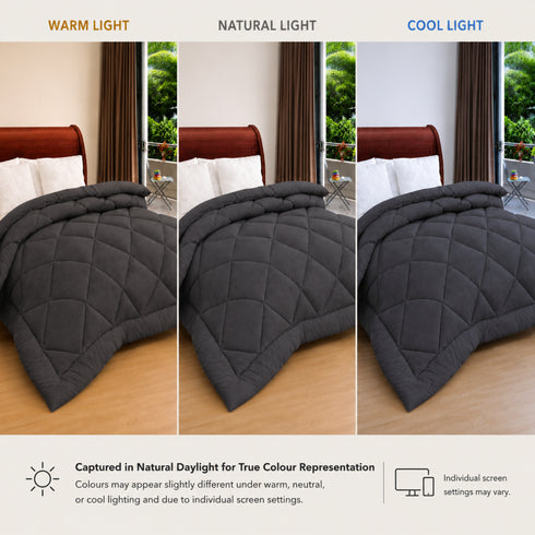Reversible Double Bed Comforter | 150 GSM, Charcoal Mist