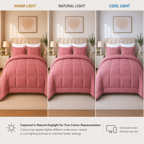 Reversible Double Bed Comforter | 150 GSM, Peach Blush