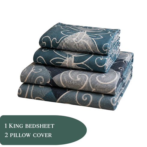 Cloud Soft Sapphire Symphony King Size Bedsheet Set (1 Bedsheet, 2 Pillow Covers)