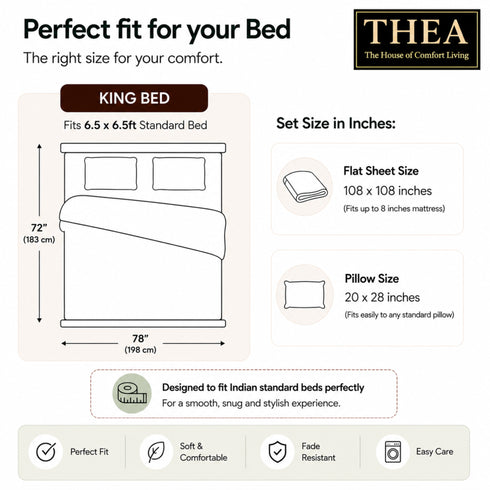 300TC Solid 100% Pure Cotton King Bedsheet Set (1 Bedsheet, 2 Pillow Covers), Ivory