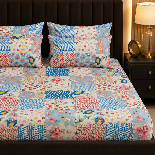 Petal Symphony Double Bedsheet Set (1 Bedsheet, 2 Pillow Covers)