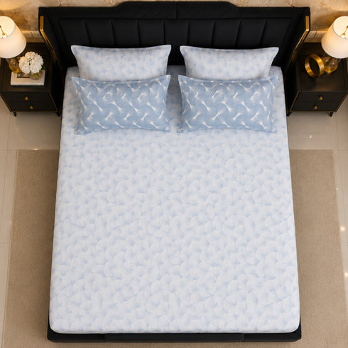 Cloud Symphony 5 Pcs Double Bedsheet Set (1 Bedsheet, 4 Pillow Covers)
