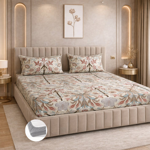 Cloud Soft Blush Symphony King Size Bedsheet Set (1 Bedsheet, 2 Pillow Covers)