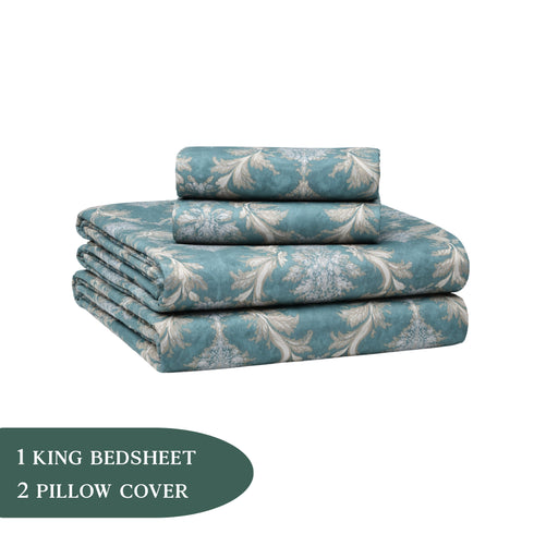 Royal Damask King Size Bedsheet Set (1 Bedsheet, 2 Pillow Covers)