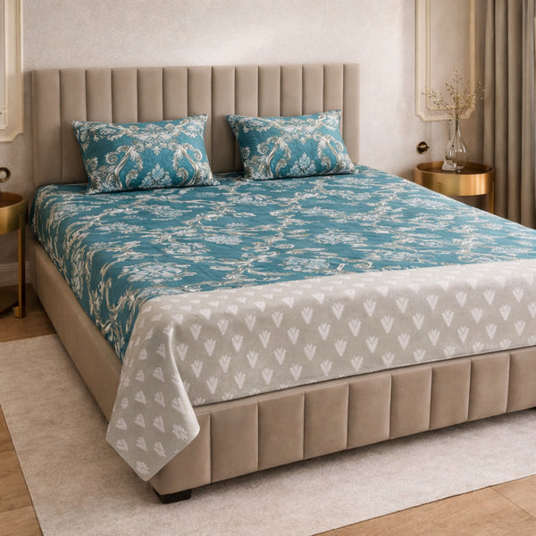 Cloud Soft Royal Damask King Size Bedsheet Set (1 Bedsheet, 2 Pillow Covers)