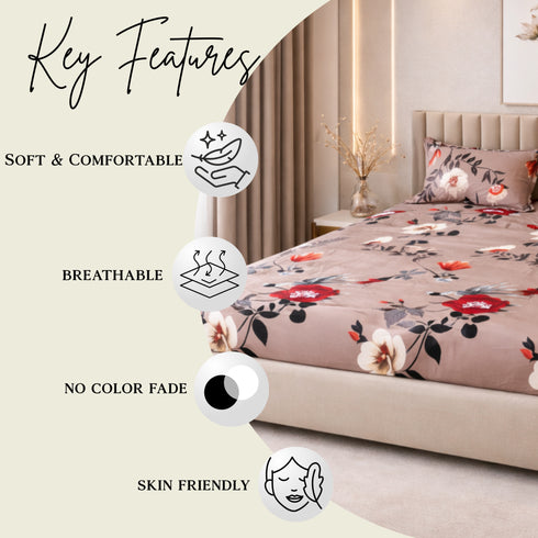 Autumn Desire King Size Bedsheet Set (1 Bedsheet, 2 Pillow Covers)