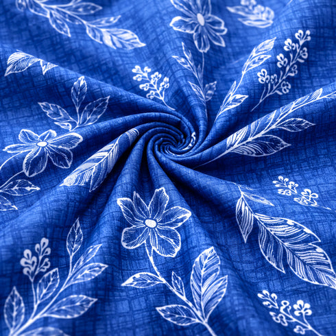 Cloud Soft Indigo Bloom King Size Bedsheet Set (1 Bedsheet, 2 Pillow Covers)
