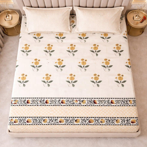 Cloud Soft Royal Mustard King Size Bedsheet Set (1 Bedsheet, 2 Pillow Covers)