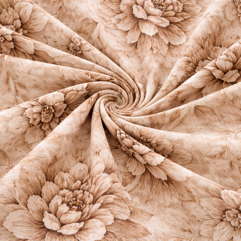 Cloud Soft Mocha Bloom King Size Bedsheet Set (1 Bedsheet, 2 Pillow Covers)