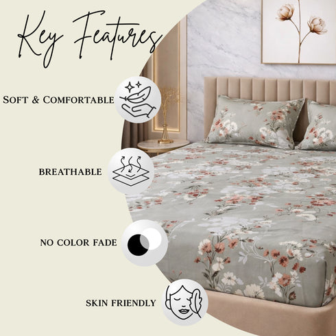 Cloud Soft Sage Whisper King Size Bedsheet Set (1 Bedsheet, 2 Pillow Covers)