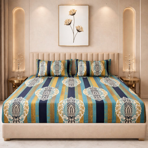 Cloud Soft Regal Medallion King Size Bedsheet Set (1 Bedsheet, 2 Pillow Covers)
