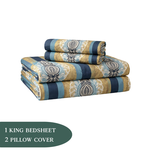 Cloud Soft Regal Medallion King Size Bedsheet Set (1 Bedsheet, 2 Pillow Covers)