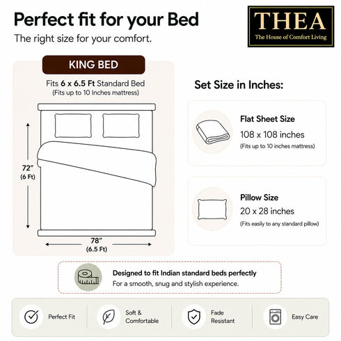 Italian Embroidery 3Pcs King Bedsheet Set (1 Bedsheet, 2 Pillow Covers), Tortora
