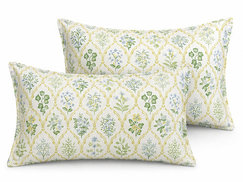 Cloud Soft Verdant Trellis King Size Bedsheet Set (1 Bedsheet, 2 Pillow Covers)