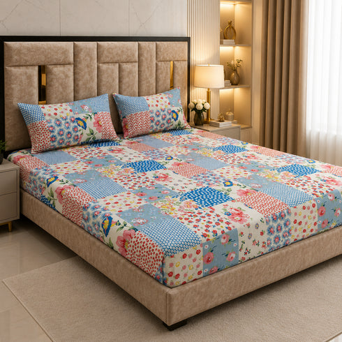 Petal Symphony Double Bedsheet Set (1 Bedsheet, 2 Pillow Covers)