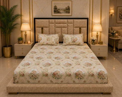 Belle Rose Double Bedsheet Set (1 Bedsheet, 2 Pillow Covers)