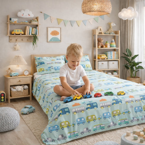 Kinder Soft Tiny Transit Double Bedsheet Set (1 Bedsheet, 2 Pillow Covers)