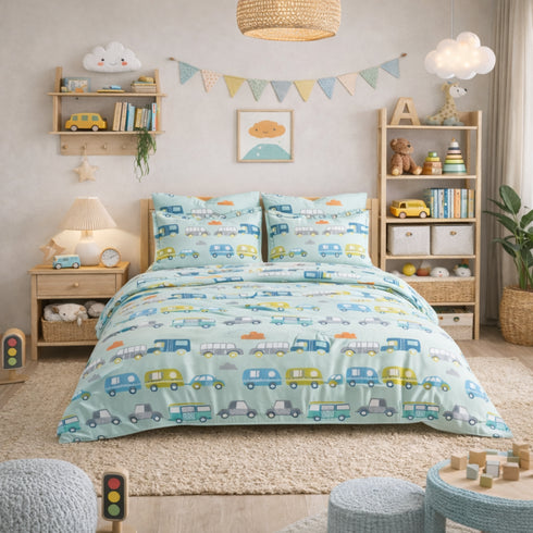 Kinder Soft Tiny Transit Double Bedsheet Set (1 Bedsheet, 2 Pillow Covers)