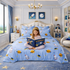 Kinder Soft Orbit Adventure Double Bedsheet Set (1 Bedsheet, 2 Pillow Covers)