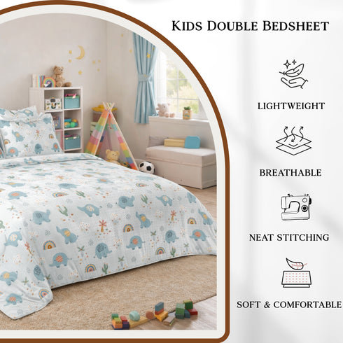 Kinder Soft Dreamy Tails Double Bedsheet Set (1 Bedsheet, 2 Pillow Covers)
