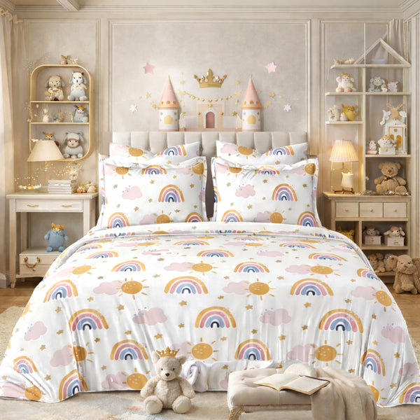 Kinder Soft Cloudy Smiles Double Bedsheet Set (1 Bedsheet, 2 Pillow Covers)