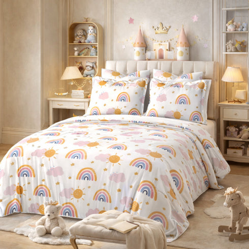 Kinder Soft Cloudy Smiles Double Bedsheet Set (1 Bedsheet, 2 Pillow Covers)
