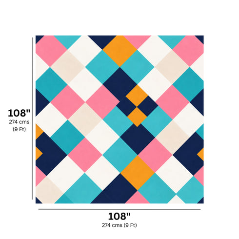 Modern Mosaic King Size Bedsheet Set (1 Bedsheet, 2 Pillow Covers)