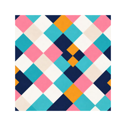 Modern Mosaic King Size Bedsheet Set (1 Bedsheet, 2 Pillow Covers)