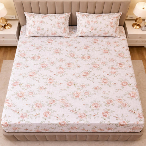 Night Bloom English Blossom Double Bedsheet Set (1 Bedsheet, 2 Pillow Covers)