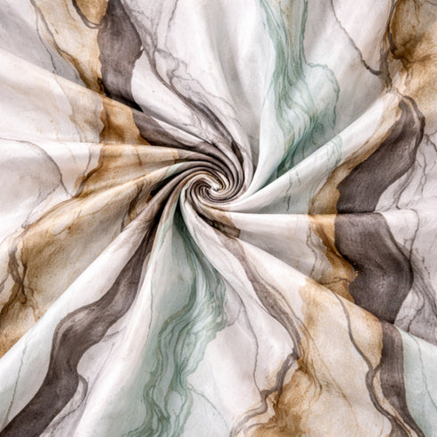 Night Bloom Aqua Marble Double Bedsheet Set (1 Bedsheet, 2 Pillow Covers)