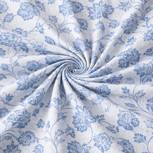 Night Bloom Azure Heritage Double Bedsheet Set (1 Bedsheet, 2 Pillow Covers)