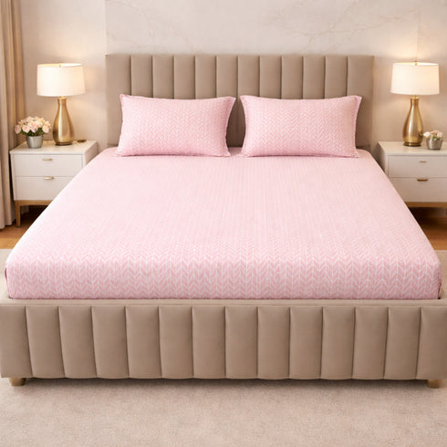 Pink Horizon Double Bedsheet Set (1 Bedsheet, 2 Pillow Covers)