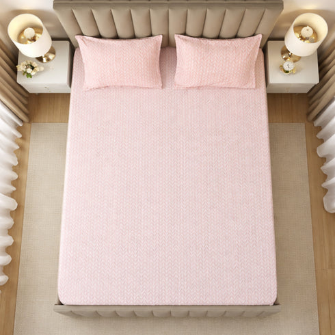 Pink Horizon Double Bedsheet Set (1 Bedsheet, 2 Pillow Covers)