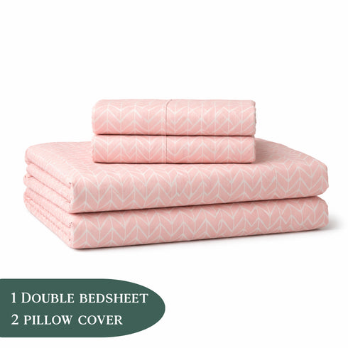 Pink Horizon Double Bedsheet Set (1 Bedsheet, 2 Pillow Covers)