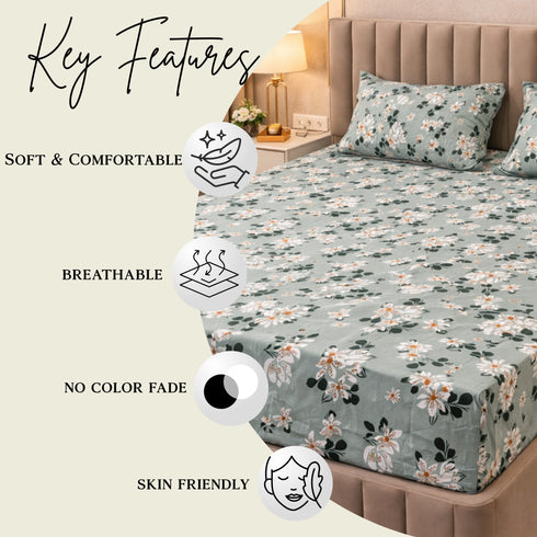 Garden Fresh Double Bedsheet Set (1 Bedsheet, 2 Pillow Covers)
