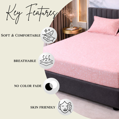 Floral Haze Double Bedsheet Set (1 Bedsheet, 2 Pillow Covers)